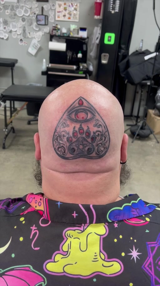 Geometric scalp tattoo